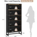 70.8-Inch Tall Bookcase with LED Lights, 5-Tier Black Bookshelf Organizer