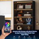 70.8-Inch Tall Bookcase with LED Lights, 5-Tier Black Bookshelf Organizer