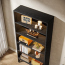 70.8-Inch Tall Bookcase with LED Lights, 5-Tier Black Bookshelf Organizer