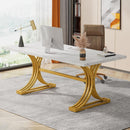 Modern Executive Computer Desk with Faux Marble Tabletop
