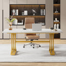 Modern Executive Computer Desk with Faux Marble Tabletop