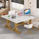 Modern Executive Computer Desk with Faux Marble Tabletop