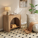 27" Side Table, 2-Tier Square End Table with Storage Shelf