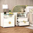Bedside Table, 2-Drawer Modern Nightstand with Open Storage