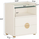 Bedside Table, 2-Drawer Modern Nightstand with Open Storage