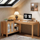 59" L-Shaped Computer Desk with Storage Cabinet, Home Office Corner Desk