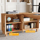 59" L-Shaped Computer Desk with Storage Cabinet, Home Office Corner Desk
