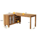 59" L-Shaped Computer Desk with Storage Cabinet, Home Office Corner Desk