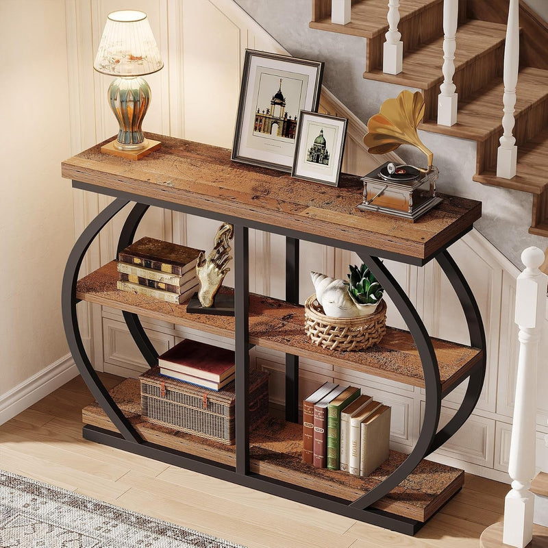 41" Console Table, 3-Tier Sofa & Entryway Table with Storage Shelves