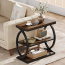 Side Table, Narrow 3-Tier End Table with Oval Metal Frame