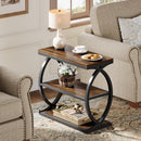 Side Table, Narrow 3-Tier End Table with Oval Metal Frame
