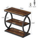 Side Table, Narrow 3-Tier End Table with Oval Metal Frame