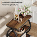 Side Table, Narrow 3-Tier End Table with Oval Metal Frame