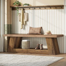 63" Entryway Bench with Shoe Storage Shelf, 2-Tier End of Bed Bench