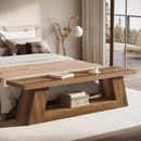 63" Entryway Bench with Shoe Storage Shelf, 2-Tier End of Bed Bench