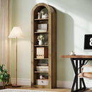 74.8" Arched Bookcase, 6-Tier Narrow Open Display Shelf