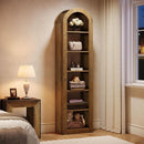 74.8" Arched Bookcase, 6-Tier Narrow Open Display Shelf