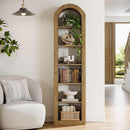74.8" Arched Bookcase, 6-Tier Narrow Open Display Shelf
