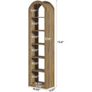 74.8" Arched Bookcase, 6-Tier Narrow Open Display Shelf