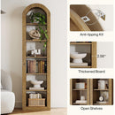 74.8" Arched Bookcase, 6-Tier Narrow Open Display Shelf