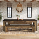 Wood Dining Bench, 70.9" Farmhouse Long Kitchen Bench Seating