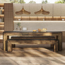 Wood Dining Bench, 70.9" Farmhouse Long Kitchen Bench Seating