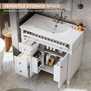 36 Inch Bathroom Vanity with Sink, Modern Freestanding Cabinet with 3 Drawers & 2 Doors, Solid Wood Frame, White