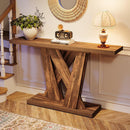 Farmhouse Console Table with Geometric Base