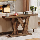 Farmhouse Console Table with Geometric Base