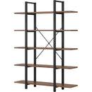 5-Tier Bookcase, Open Etagere Metal & Wood Display Shelf