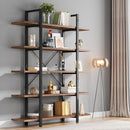 5-Tier Bookcase, Open Etagere Metal & Wood Display Shelf