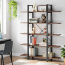 5-Tier Bookcase, Open Etagere Metal & Wood Display Shelf