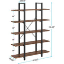 5-Tier Bookcase, Open Etagere Metal & Wood Display Shelf