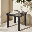 Outdoor Square Side Table with Tempered Glass Top
