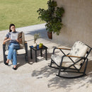 Outdoor Square Side Table with Tempered Glass Top