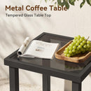 Outdoor Square Side Table with Tempered Glass Top