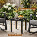 Outdoor Square Side Table with Tempered Glass Top