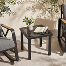 Outdoor Square Side Table with Tempered Glass Top