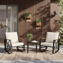 Outdoor Square Side Table with Tempered Glass Top