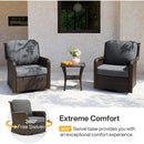 Outdoor Wicker Swivel Rocking Chair with Thick Gray Cushions, Patio Rattan Chair