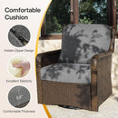 Outdoor Wicker Swivel Rocking Chair with Thick Gray Cushions, Patio Rattan Chair