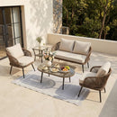 Outdoor Patio Side Table, 2-Tier Rattan End Table for Porch