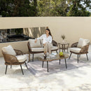 Outdoor Patio Side Table, 2-Tier Rattan End Table for Porch