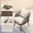 4-Piece Rattan Patio Furniture Set with Cushions & Glass Coffee Table