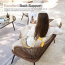 4-Piece Rattan Patio Furniture Set with Cushions & Glass Coffee Table