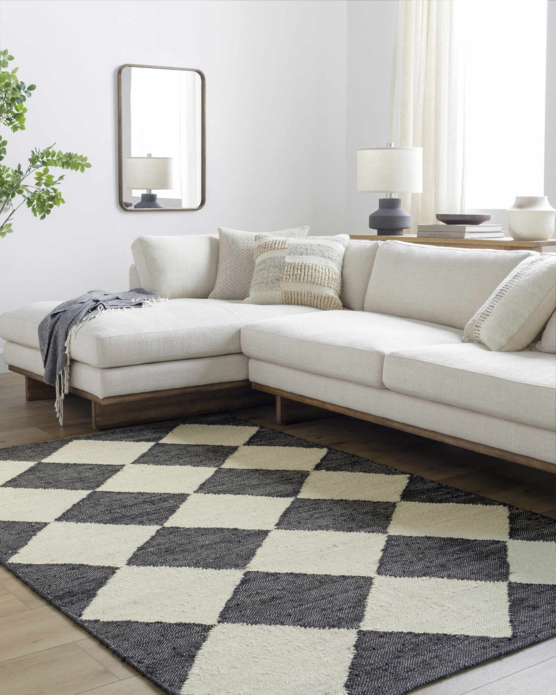 Vivir x Livabliss Antho Black Diamonds Jute Rug