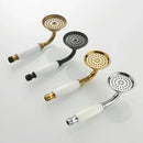 GobekUsa Antique Brass Hand Held Shower with Luxury Ceramics - Round Rainfall Faucet