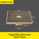 GobekUsa Antique Brass Square Bath Drain Strainer Hair Art Carved Floor Grate Drain
