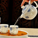 GobekUsa Ceramic Kung Fu Teapot with Dragon Design 350ml - Handmade Porcelain Tea Pot