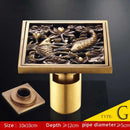 GobekUsa Antique Brass Fish Style Shower Drain 10cm Square Floor Drainer